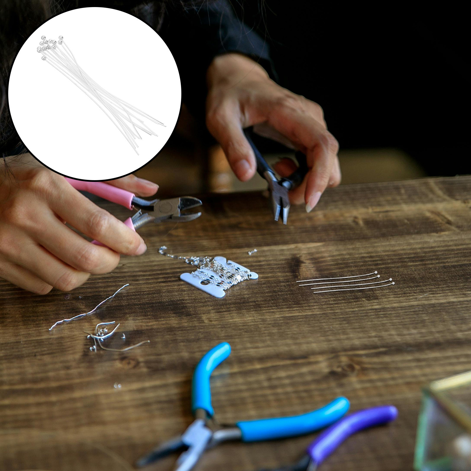 Jewelry Making Head Pins - 200 Adet Paslanmaz Çelik Top Başlı