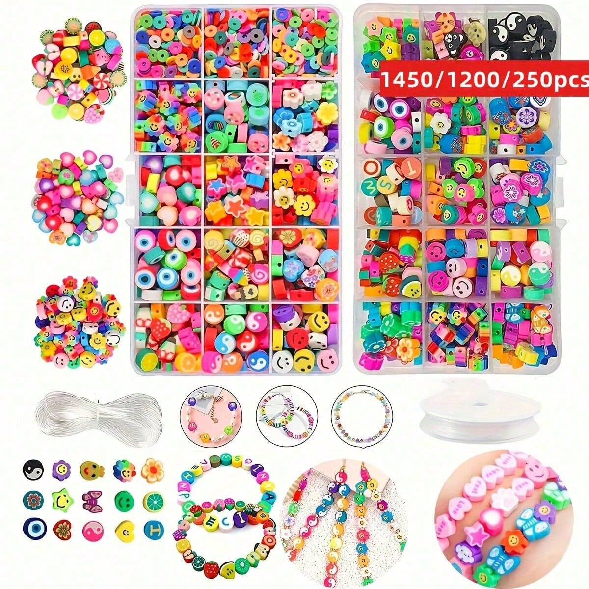 Jewelry Making Yarn - 1450/1200/250 adet Polimer Kil Boncuk Seti,