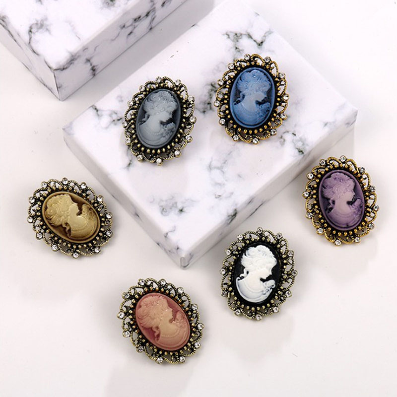 Head Pin Assorted - Vintage kraliçe Cameo güzellik kafa kristal