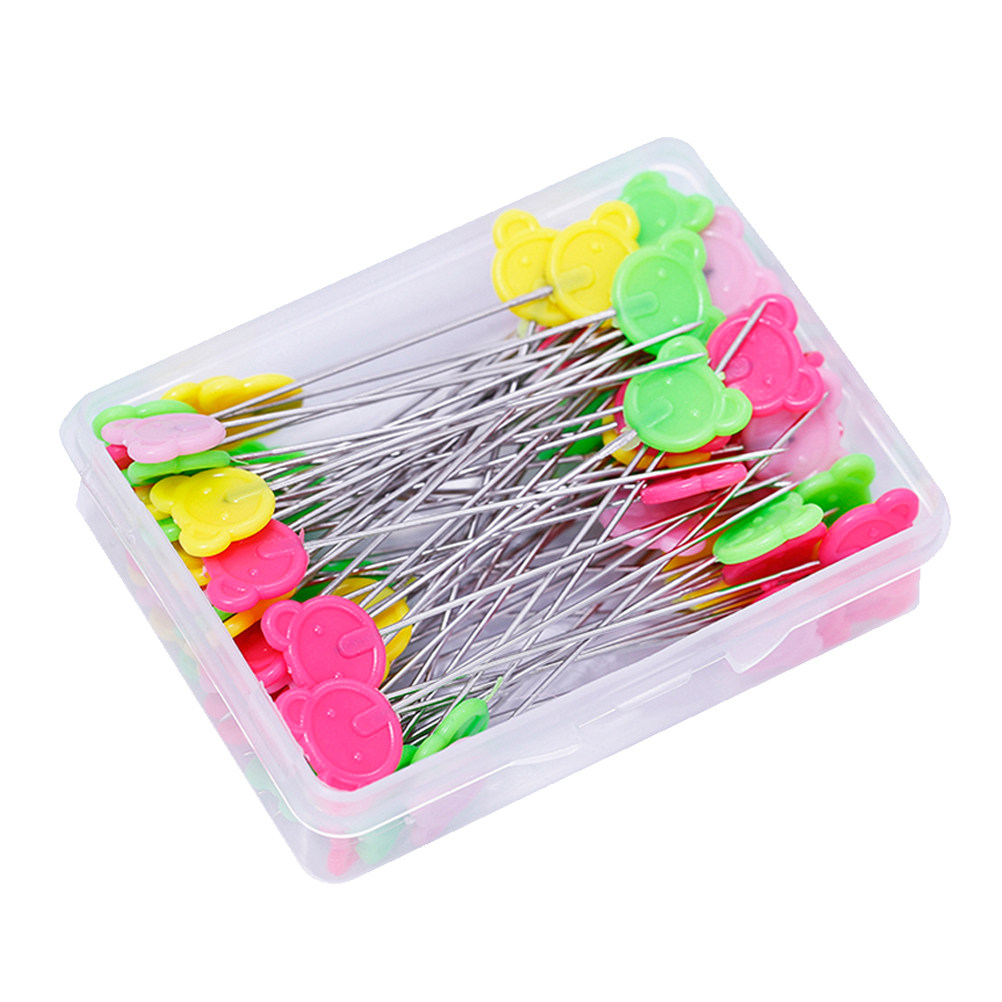 Head Pin Assorted - 50 adet çeşitli renk düz ayı