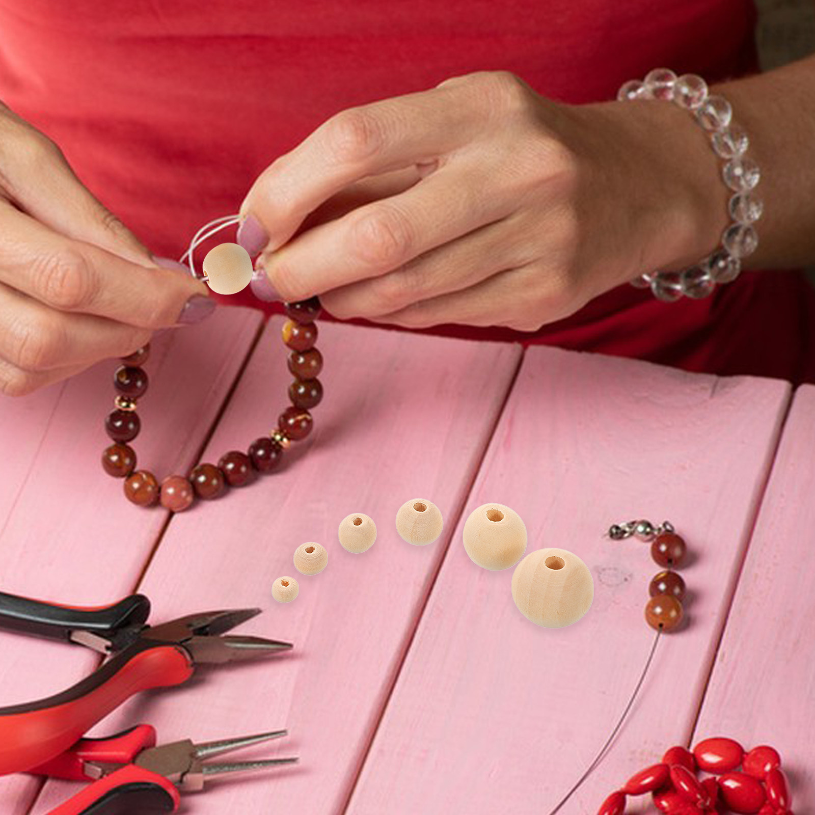 1 Set Yuvarlak Ahşap Boncuk DI - Jewelry Making Ideas With Beads incelemesi ve fiyatı