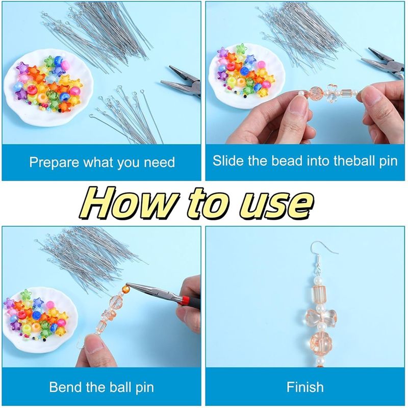 A01F-Hot 300 Adet 1.6 Inç 304  - Jewelry Making Head Pins incelemesi ve fiyatı