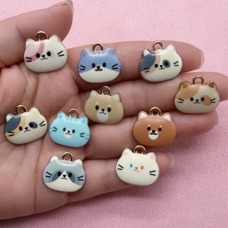 12 adet Baskılı Kedi Kafası Al - Jewelry Making Factory incelemesi ve fiyatı